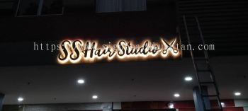 SS HAIR STUDIO OUTDOOR STAINLESS STEEL BACKLIT SIGNAGE AT KUANTAN AIR PUTIH 