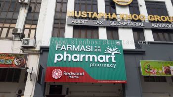 PHARMART FARMASI OUTDOOR ALUMINIUM PANEL BASE WITH 3D LED FRONTLIT SIGNAGE AT KUANTAN AIR PUTIH 