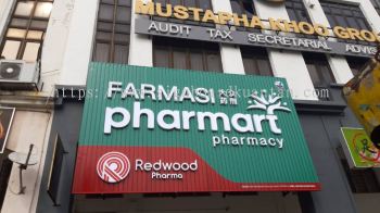 PHARMART FARMASI OUTDOOR ALUMINIUM PANEL BASE WITH 3D LED FRONTLIT SIGNAGE AT KUANTAN AIR PUTIH 