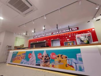 MIXUE KEDAI MINUMAN DAN AISKRIM OUTDOOR & INDOOR 3D LED FRONTLIT SIGNAGE & WALLPAPER PRINTING  