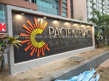 PACIFIC PLACE OUTDOOR STAINLESS STEEL 3D BOX UP LETTERING & LOGO SIGNAGE AT KUANTAN AIR PUTIH 