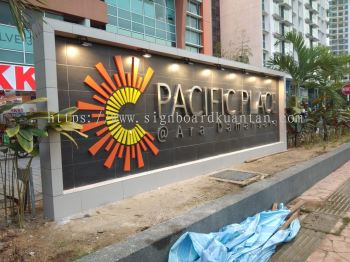 PACIFIC PLACE OUTDOOR STAINLESS STEEL 3D BOX UP LETTERING & LOGO SIGNAGE AT KUANTAN AIR PUTIH 