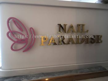 NIAL PARADISE INDOOR 3D LED STAINLESS STEEL BACKLIT LETTERING AT HILIR PERAK MALAYSIA