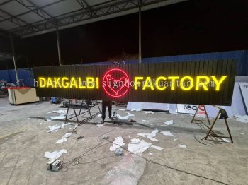 DAKGALBI FACTORY ALUMINIUM PANEL 3D BOX UP FRONTLIT- BACKLIT LETTERING SIGNAGE AT PAHANG MALAYSIA