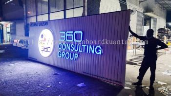 360 CONSULTING GROUP ALUMINIUM PANEL 3D BOX UP FRONTLIT- BACKLIT LETTERING SIGNAGE AT KUANTAN PAHANG