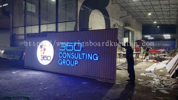 360 CONSULTING GROUP ALUMINIUM PANEL 3D BOX UP FRONTLIT- BACKLIT LETTERING SIGNAGE AT KUANTAN PAHANG