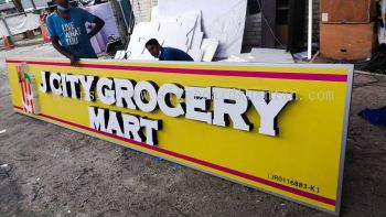 JCITY GROCERY MART ALUMINIUM PANEL 3D BOX UP FRONTLIT- BACKLIT LETTERING SIGNAGE AT KUANTAN PAHANG