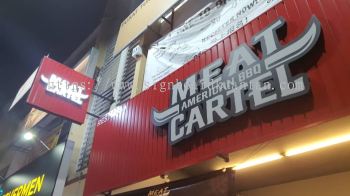 MEAT CARTEL BBQ ALUMINIUM PANEL 3D BOX UP FRONTLIT- BACKLIT LETTERING SIGNAGE AT PERAK MALAYSIA