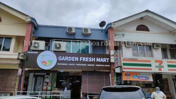 GARDEN FRESH MART ALUMINIUM PANEL 3D BOX UP FRONTLIT- BACKLIT LETTERING SIGNAGE AT BERA PAHANG 