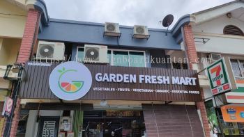 GARDEN FRESH MART ALUMINIUM PANEL 3D BOX UP FRONTLIT- BACKLIT LETTERING SIGNAGE AT BERA PAHANG 