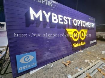 MYBEST OPTOMETRY ALUMINIUM PANEL 3D BOX UP FRONTLIT- BACKLIT LETTERING SIGNAGE AT TERENGGANU