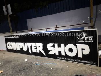 COMPUTER SHOP ALUMINIUM PANEL 3D BOX UP FRONTLIT- BACKLIT LETTERING SIGNAGE AT TERENGGANU MALAYSIA