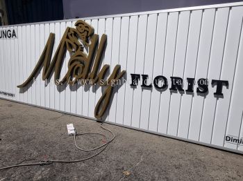 MOLLY FLORIST ALUMINIUM PANEL 3D BOX UP FRONTLIT- BACKLIT LETTERING SIGNAGE AT RAUB PAHANG MALAYSIA