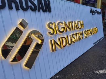 SIGNTACH INDUSTRY SDN BHD ALUMINIUM PANEL 3D BOX UP STAINLESS STEEL LETTERING SIGNAGE AT TERENGGANU