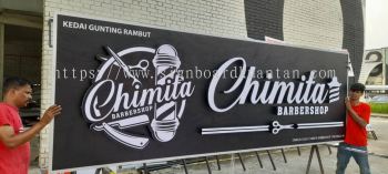 CHIMITA BABERSHOP OUTDOOR 3D LED BOX UP FRONTLIT LETTERING SIGNAGE SIGNBOARD AT KUALA BERANG TOWN, JENAGUR, KUALA TELEMUNG, AJIL, KUALA JENERIS, KAMPUNG TOK IMAM LAPAR HULU TERENGGANU MALAYSIA