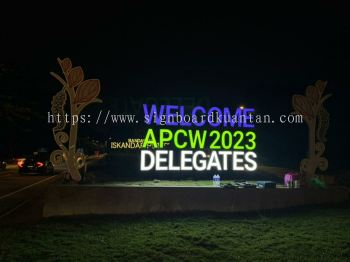 WELCOME APCW 2023 DELEGATES ALUMINIUM CONCEAL BIG 3D LED BOX UP LETTERING STAND SIGNAGE AT