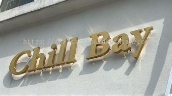 CHILL BAY OUTDOOR STAINLESS STEEL GOLR MIRROR 3D LED BOX UP LETTERING SIGNAGE SIGNBOARD AT