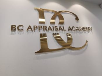 BC APPRAISAL ACADEMY INDOOR 3D ACRYLIC LASER CUT OUT LETTERING WITH STAINLESS STEEL GOLD  AT  KUANTAN, BANDAR INDERA MAHKOTA. PANCHING, SUNGAI LEMBING, GAMBANG, BESERAH, GEBENG, PENOR, SUNGAI KARANG, BATU HITAM, CHENDOR, TANJUNG LUMPUR, TELUK CEMPEDAK, CHERATING PAHANG KAUNTAN MALAYSIA 