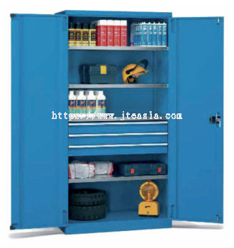 Tool Storage Cupboard - 3 adj shelves, 3 drawers