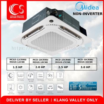 Midea Ceiling Cassette Non Inverter 1.5HP till 3.0HP MCA3-12CRN8/ MCDX-18CRN8/ MCDX-25CRN8/ MCDX-30CRN8 Air Conditioner Deliver by Seller (Klang Valley area only)