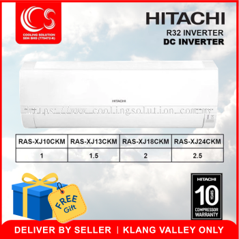 Hitachi 1.0/1.5/2.0/2.5 HP Wall Mounted DC Inverted R32 Air Conditioner / Air Cond RAS-XJ10CKM/13CKM/18CKM/24CKM/RAC-XJ10CKM/13CKM/18CKM/24CKM Deliver by Seller (Klang Valley area only)
