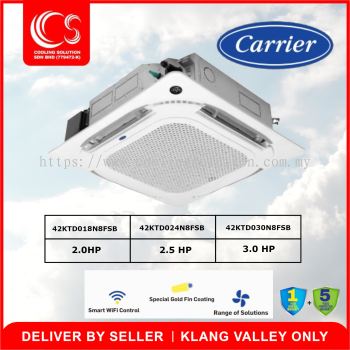 Carrier Light Commercial Four Way Cassette Air Conditioner 42KTD018N8FSB/ 42KTD024N8FSB/ 42KTD030N8FSB Deliver by Seller (Klang Valley area only)