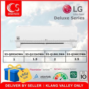 LG Dual Cool Deluxe Series S3-Q09JA3WA / S3-Q12JA3WA / S3-Q18KL3WA / S3-Q24K23WA (Klang Valley Area Only)