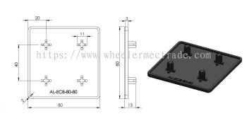 End Cap for Alu Profile 80 x 80