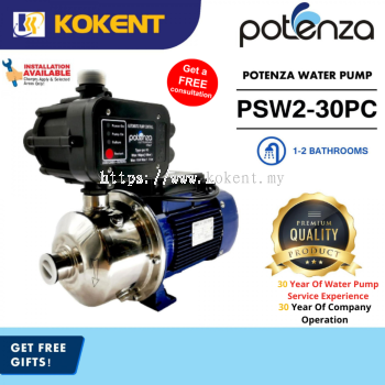 POTENZA PSW2-30PC (0.5HP) Home Water Booster Pump Suitable 1-2 Bathrooms