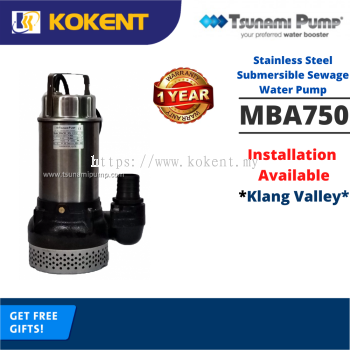Tsunami MBA750 Multipurpose Stainless Steel Submersible Sewage Water Pump 750 Watt Power Manual