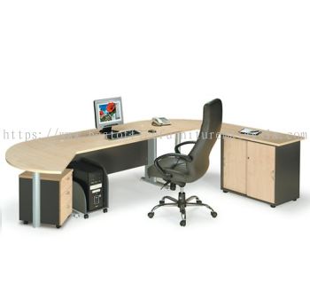 TITUS WRITING OFFICE TABLE & SIDE OFFICE CABINET & SIDE DISCUSSION TABLE & MOBILE PEDESTAL 3D ATT 158 MANAGER TABLE SET - Office Furniture Shop Writing Office Table | Writing Office Table Puchong | Writing Office Table Bandar Puchong Jaya | Writing Office Table Bukit Jalil
