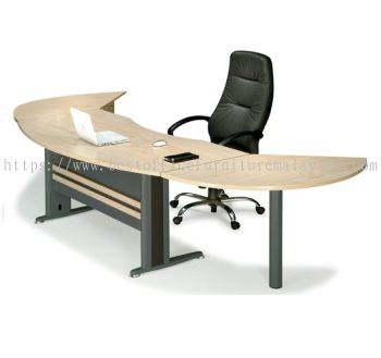TITUS EXECUTIVE OFFICE TABLE/DESK CURVE & FIXED PEDESTAL & SIDE DISCUSSION TABLE ATMB55 (Front View) - Offer Executive Office Table | Executive Office Table Technology Park Malaysia | Executive Office Table Bukit Gasing | Executive Office Table Pandan Indah