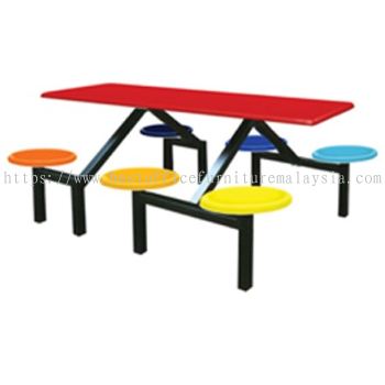 6 SEATER RECTANGULAR FIBREGLASS WITH STOOL - canteen table set/ fibreglass table kota damansara | canteen table taman desa keramat | canteen table must buy