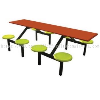 8 SEATER RECTANGULAR FIBREGLASS TABLE WITH STOOL - canteen table set/ fibreglass table damansara utama | canteen table ampang jaya | canteen table 12.12 mega sale