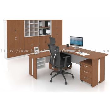 FAMAH 5 FEET OFFICE TABLE C/W SIDE TABLE & MOBILE DRAWER WITH CABINET SET - Office Table Kajang | Office Table Semenyih | Office Table Nilai | Office Table Sepang