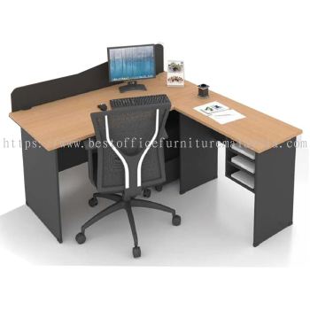 FOBIES 4 FEET OFFICE TABLE WITH PARTITION BOARD C/W SIDE TABLE & RETURN RACK SET - Office Table Puchong | Office Table Sunway | Office Table Subang | Office Table Shah Alam