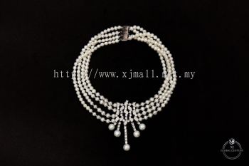 4 LAYERS CLASSIC WHITE PEARL ELEGANCE PRINCESS NECKLACE(4㹫
