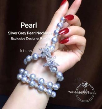 SILVER GREY PEARL NECKLACE （双星灰珍珠项链）