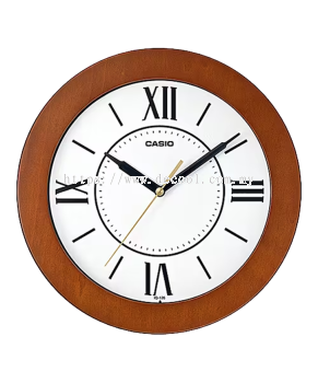 CASIO-IQ126-5B Wall Clock Wood Case Silent Second Hand