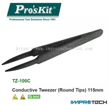 PRO'SKIT [TZ-100C] Conductive Tweezer (Round Tips) 115mm