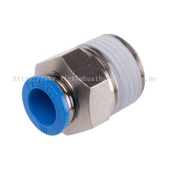 Pneumatic Fitting, R 1/2 to, Push In 10 mm, QS Series, 14 bar