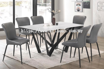 GIOLISTIC CERAMIC DINING SET 1+6 (GREY) (9114 + C414191)