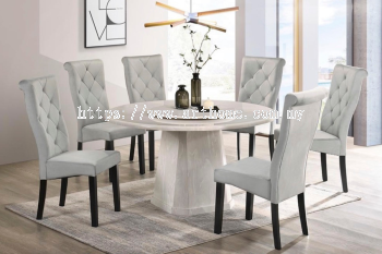 GIULIA ROUND MARBLE DINING SET 1+6 (1300T&L (908)+ H2042)