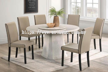 GIULIA ROUND MARBLE DINING SET 1+6 (1300T&L (908) + H8234)