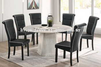 GIULIA ROUND MARBLE DINING SET 1+6 (1300T&L (908) + H3933)