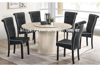 LORENZO ROUND MARBLE DINING SET 1+6 (1350T&L + H3933)