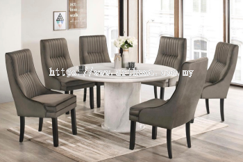 TUSCANY ROUND MARBLE DINING SET 1+6 (1350T&L +S81711)