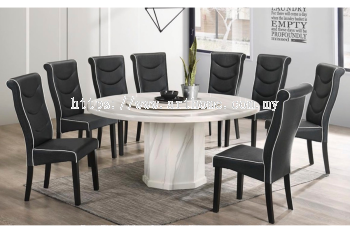 ABRUZZO ROUND MARBLE DINING SET 1+8 (1500T&L + H2035)