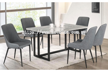 GREENGO RECTANGULAR MARBLE DINING SET 1+6 (3851-9 +C609)