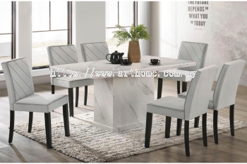 MATTEO RECTANGULAR MARBLE DINING SET 1+6 (9015T&L (3852) +S828)